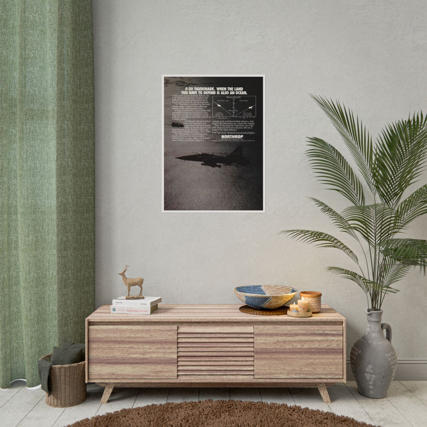 "F-20 Tigershark - Ocean Defender” Retro Style Military Aircraft Ad Poster Replica - Multiple Sizes Available!