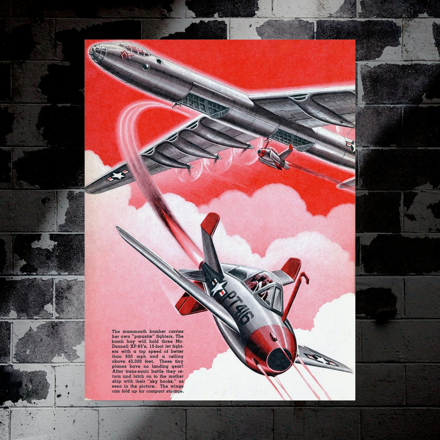 B-36 "Peacemaker" and XF-85 "Goblin" Retro Style Military Aircraft Ad Poster Replica - Multiple Sizes Available!