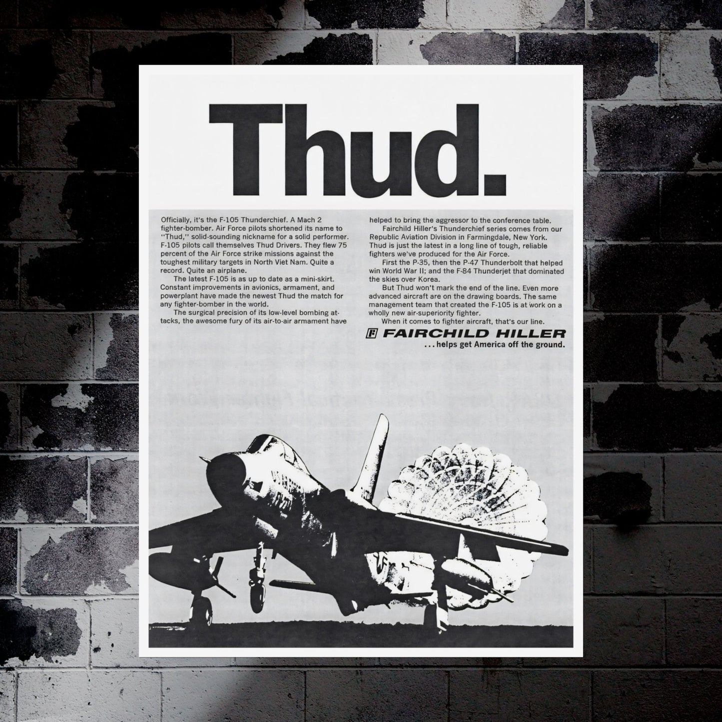 "F-105 - Thud.” Retro Style Military Aircraft Ad Poster Replica - Multiple Sizes Available!