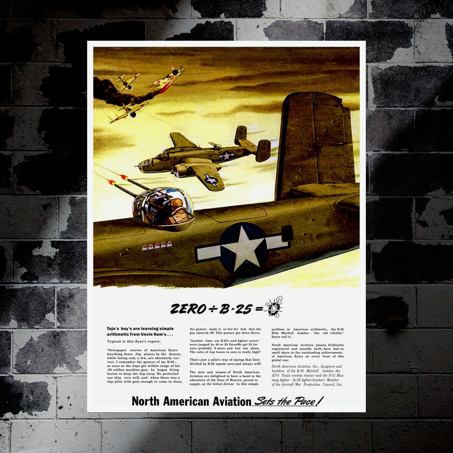 Zero Divided By B-25 - Retro Style Military Poster Replica