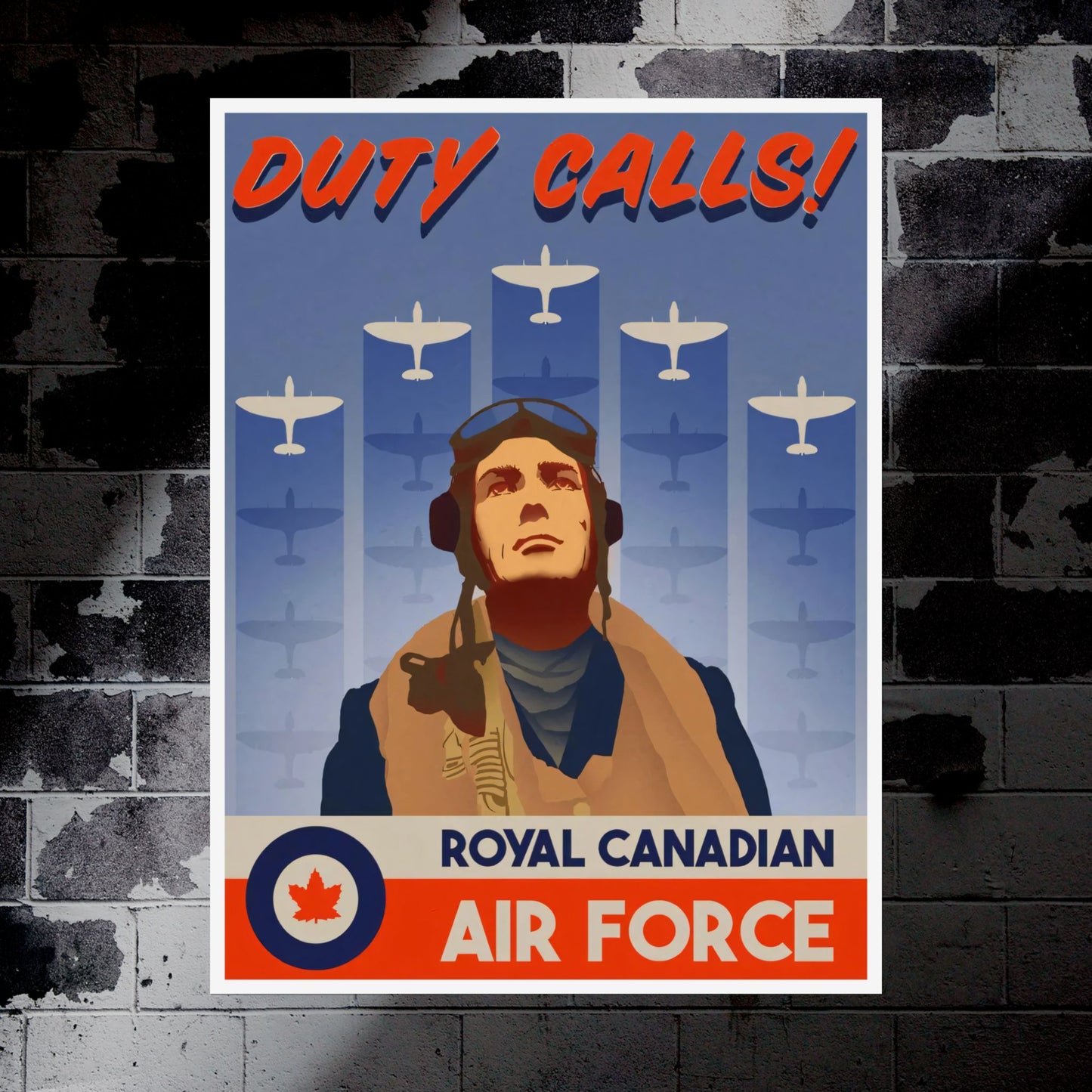 "Duty Calls!” Retro Style Royal Canadian Air Force (RCAF) Recruitment Ad Poster Replica - Multiple Sizes Available!