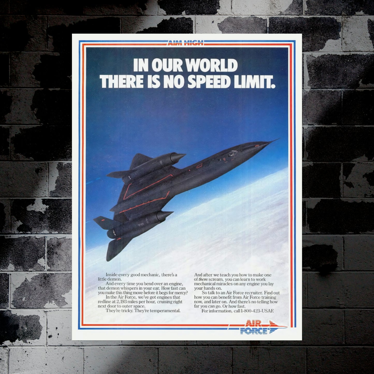 SR-71 "No Speed Limits" - Retro Style Military Poster Replica