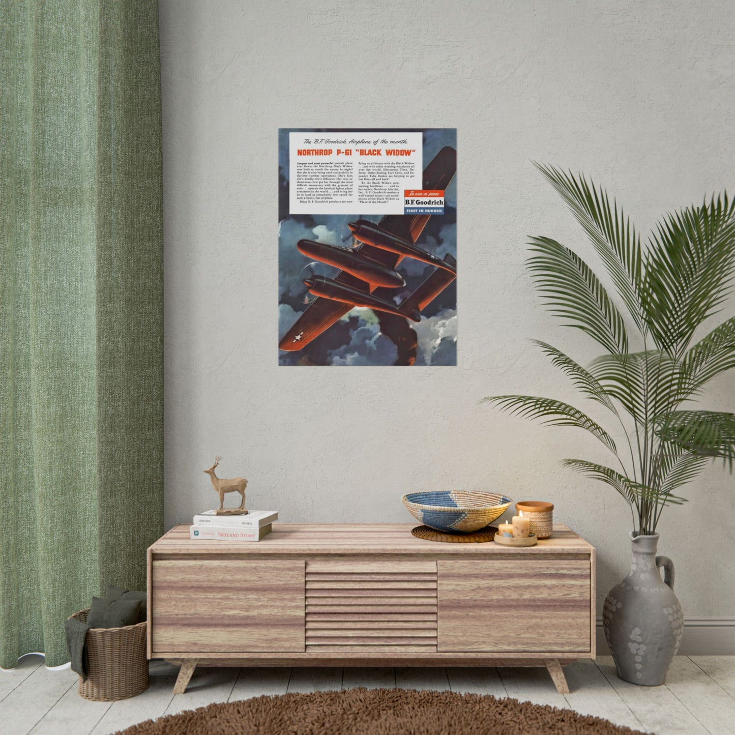 P-61 Black Widow "Aircraft of the Month" Retro Style Military Aircraft Ad Poster Replica - Multiple Sizes Available!