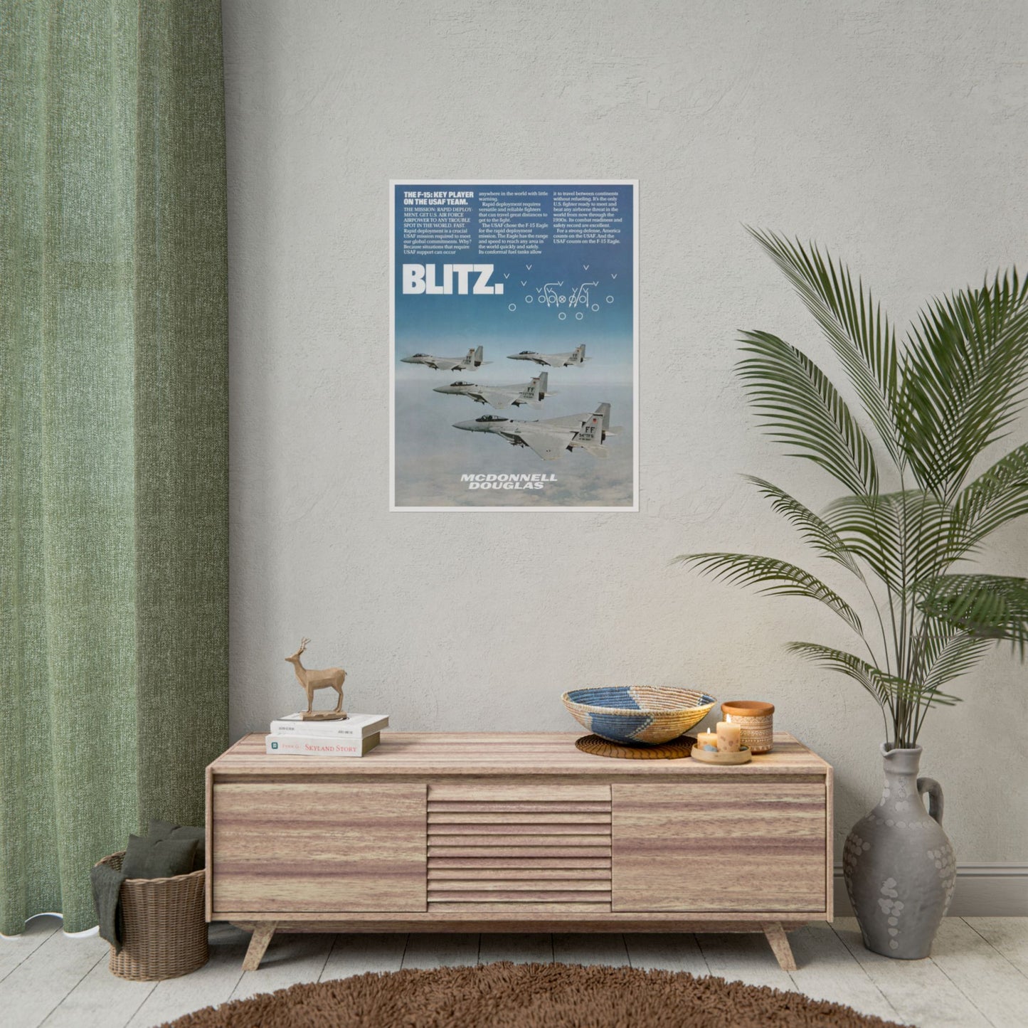 "F-15 Eagle - Blitz” Retro Style Military Aircraft Ad Poster Replica - Multiple Sizes Available!