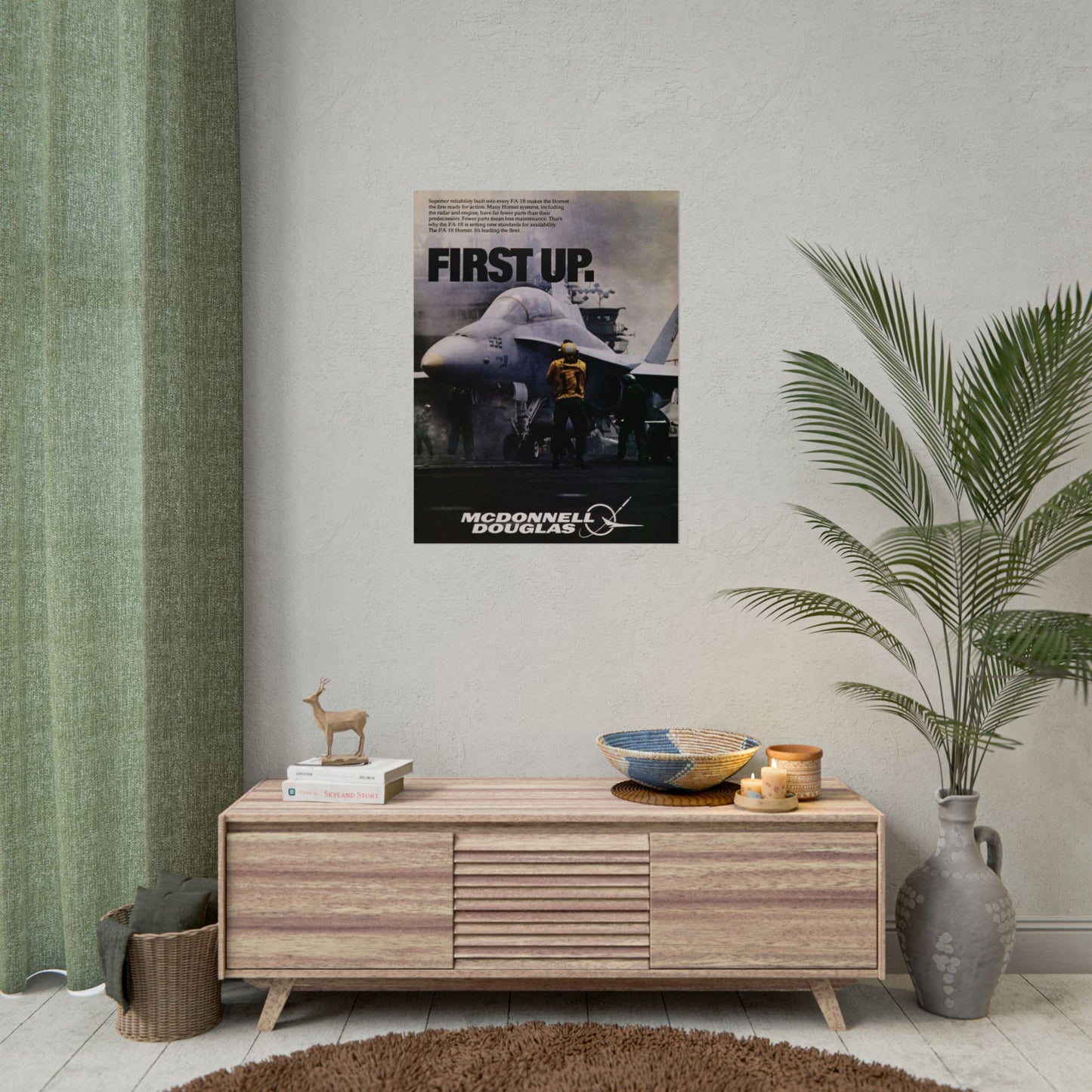 F/A-18 Hornet "First Up" Retro Style Military Aircraft Ad Poster Replica - Multiple Sizes Available!