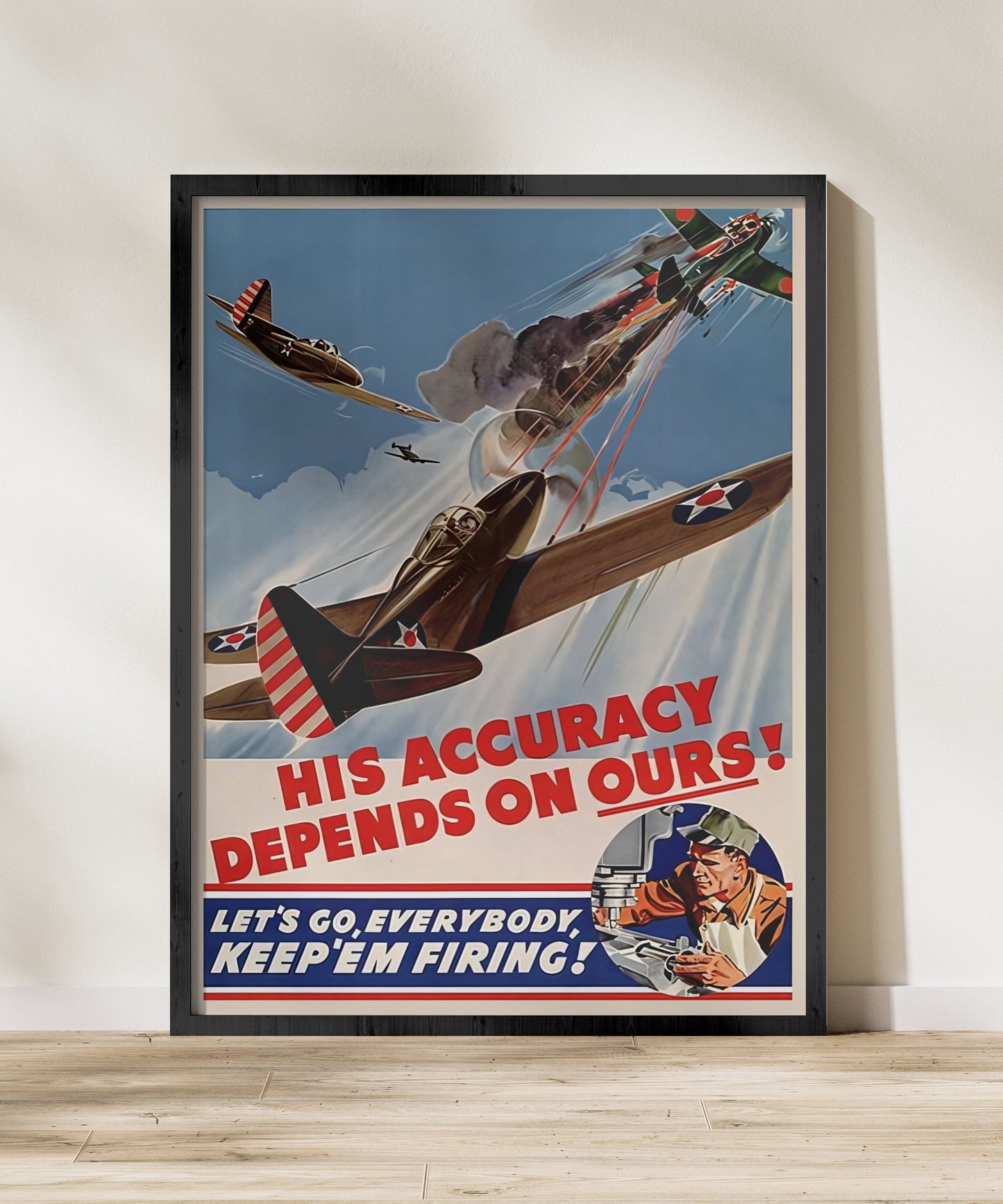 Keep 'Em Firing! - Retro Style Military Poster Replica