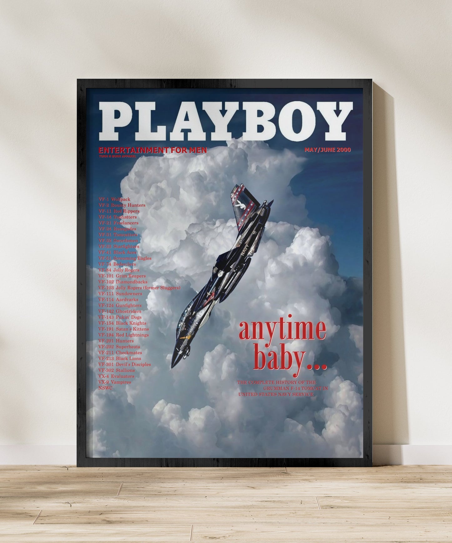 F-14 Tomcat Retro Style Playboy x Military Aircraft Ad Poster Replica - Multiple Sizes Available!