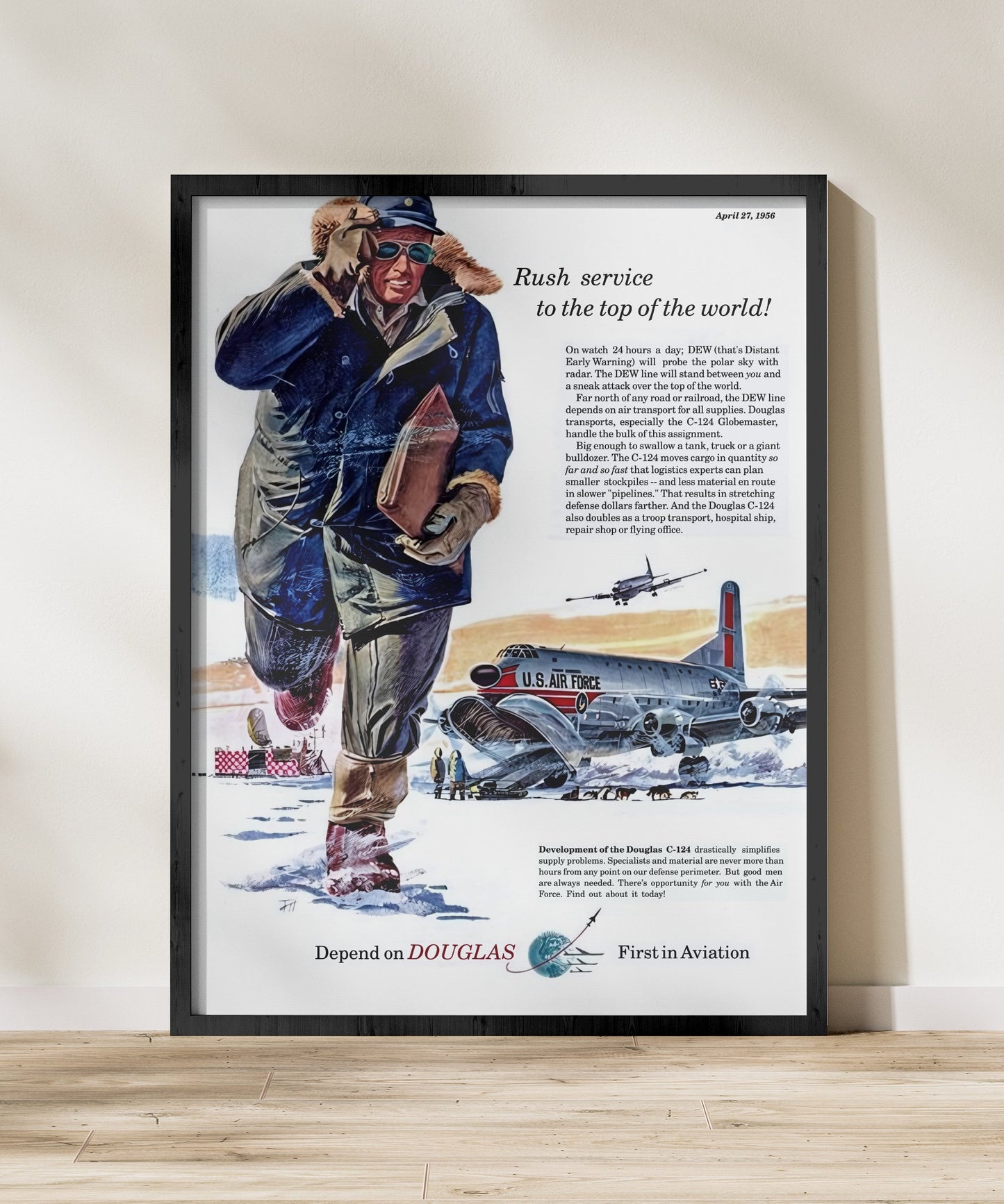 C-124 “Globemaster” Retro Style Military Aircraft Ad Poster Replica - Multiple Sizes Available!