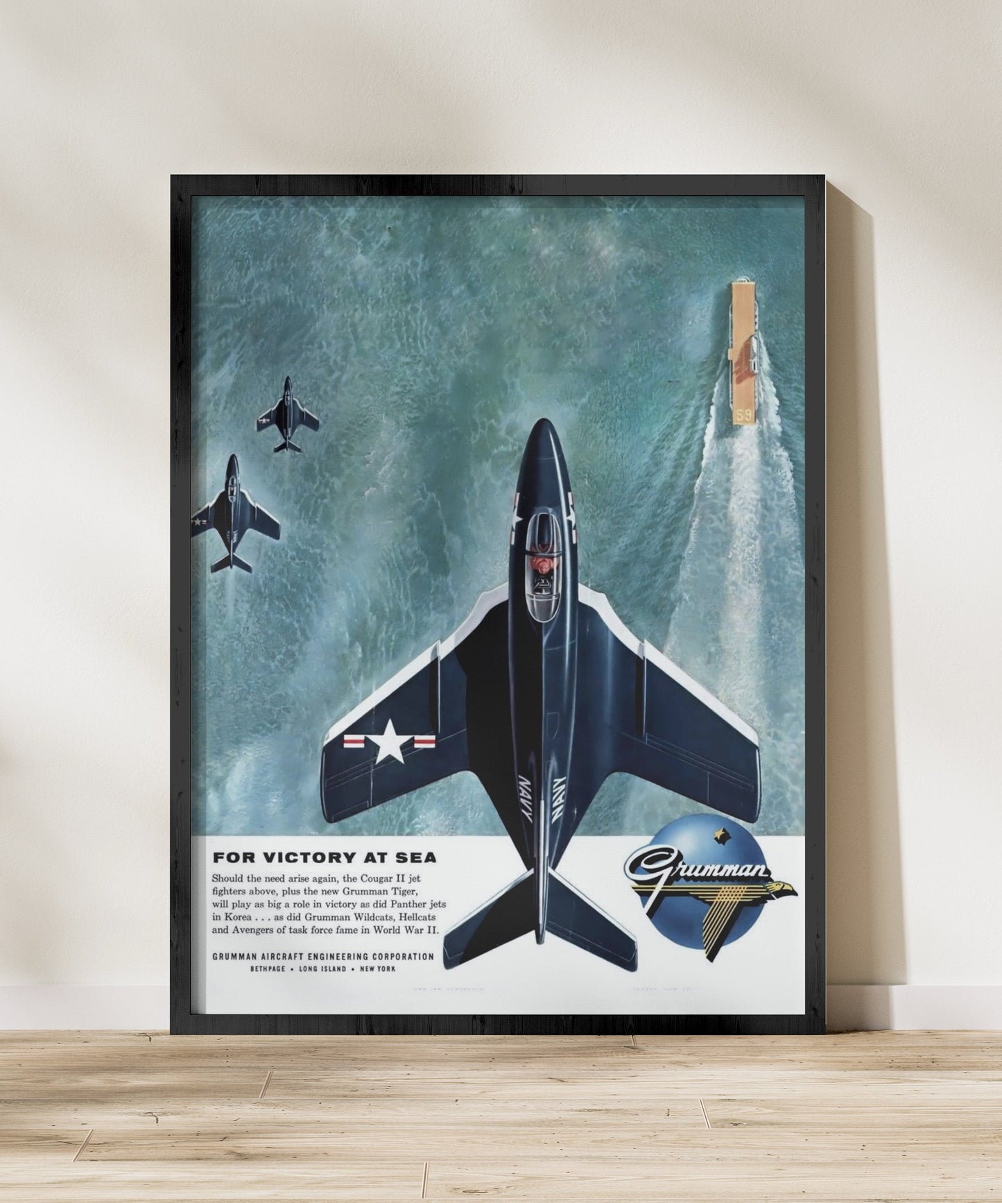 F-9 "Cougar" Retro Style Military Aircraft Ad Poster Replica - Multiple Sizes Available!