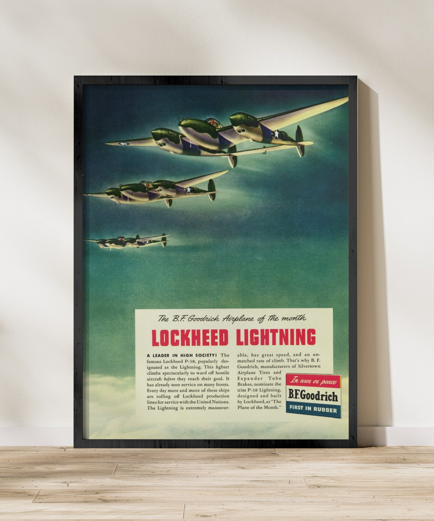 P-38 "Lightning" Retro Style Military Aircraft Ad Poster Replica - Multiple Sizes Available!