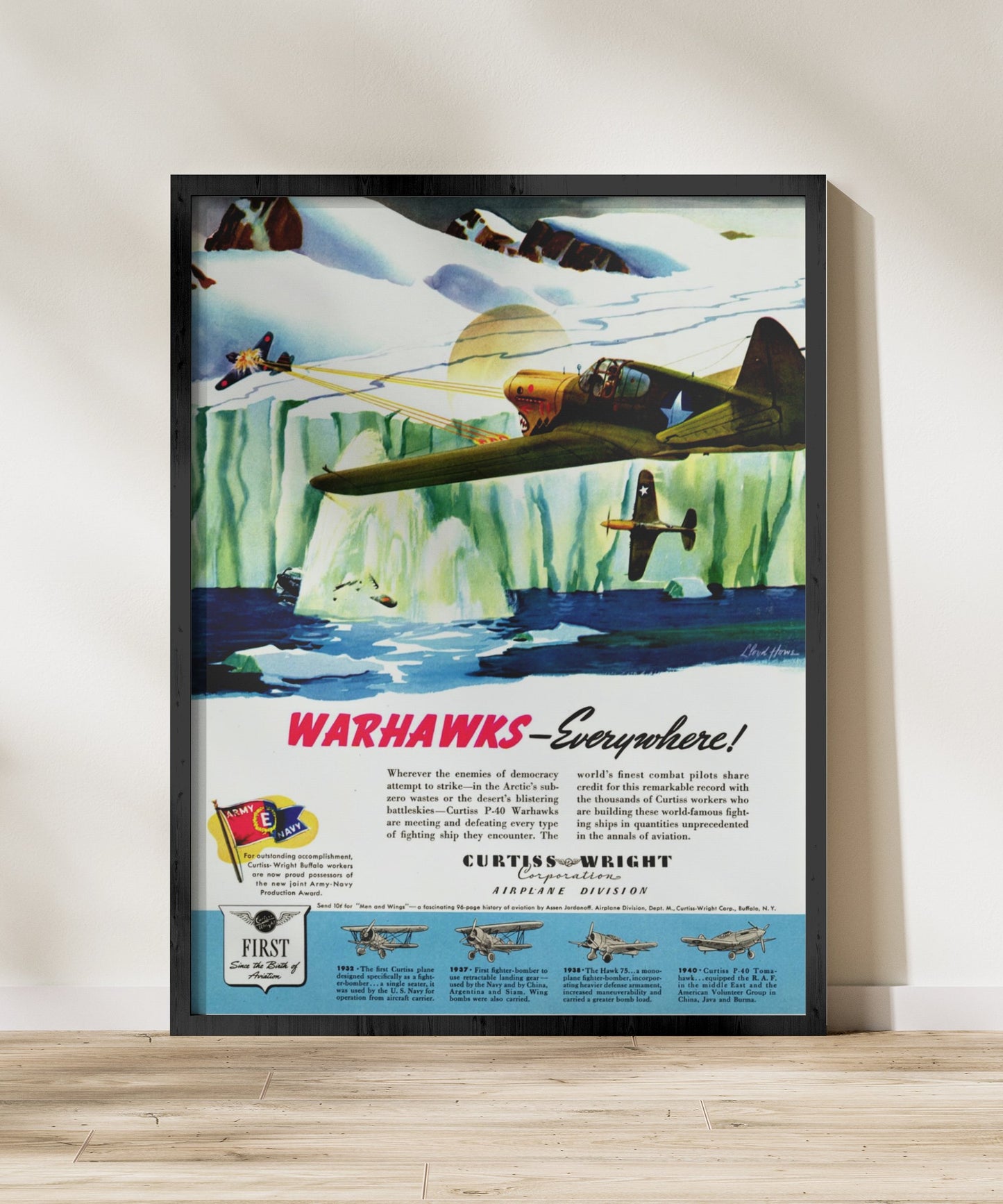 P-40 “Warhawk” Retro Style Military Aircraft Ad Poster Replica - Multiple Sizes Available!