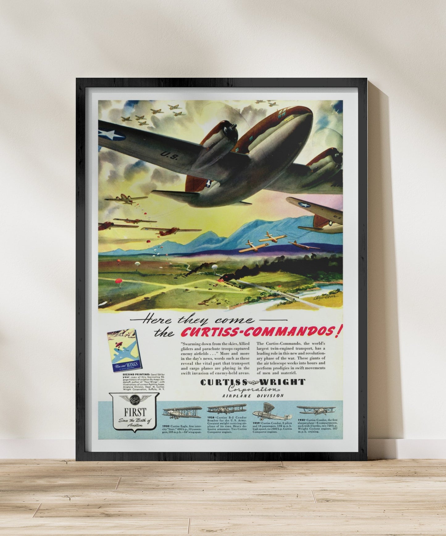 C-46 "Commando" Retro Style Military Aircraft Ad Poster Replica - Multiple Sizes Available!