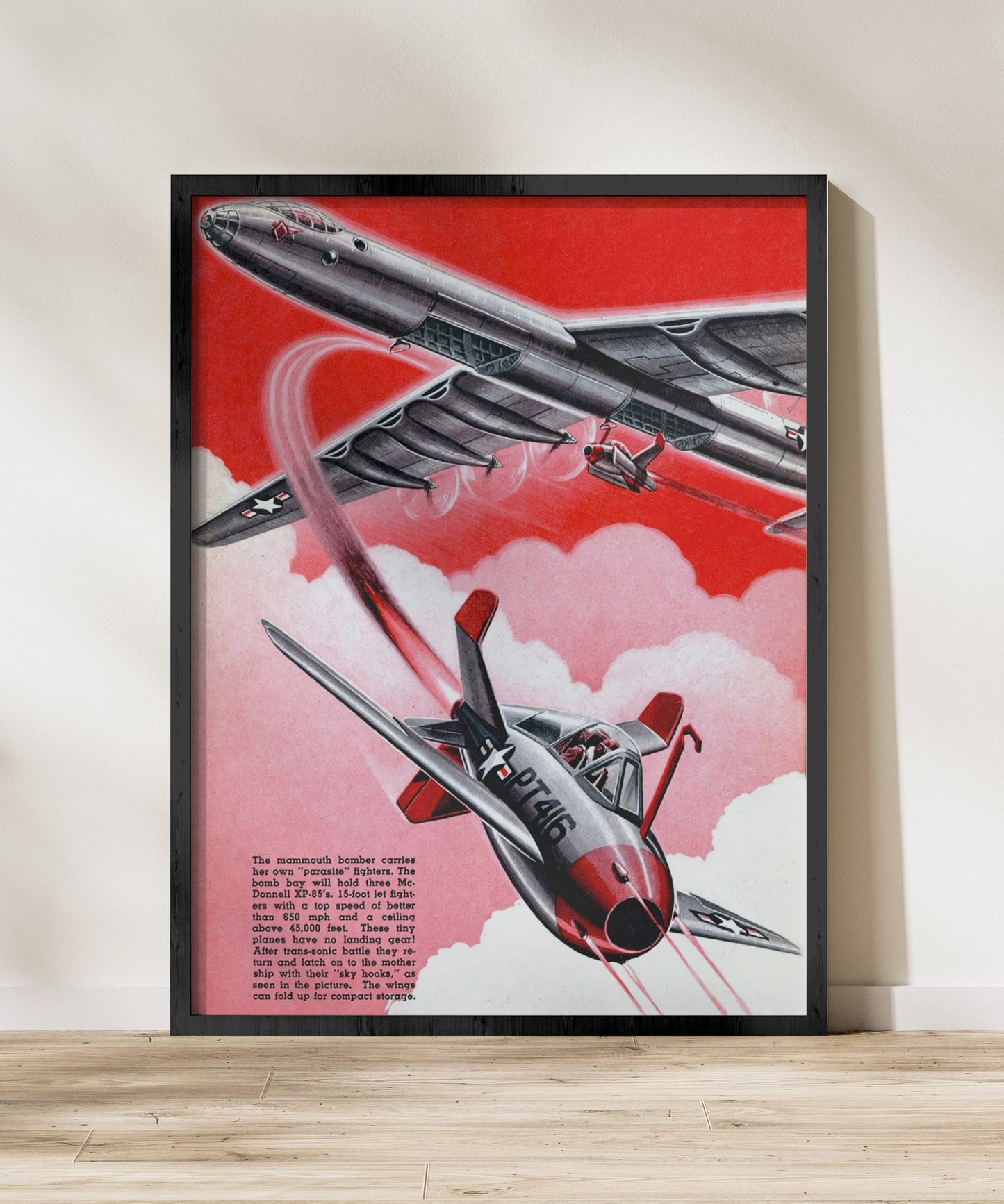 B-36 "Peacemaker" and XF-85 "Goblin" Retro Style Military Aircraft Ad Poster Replica - Multiple Sizes Available!