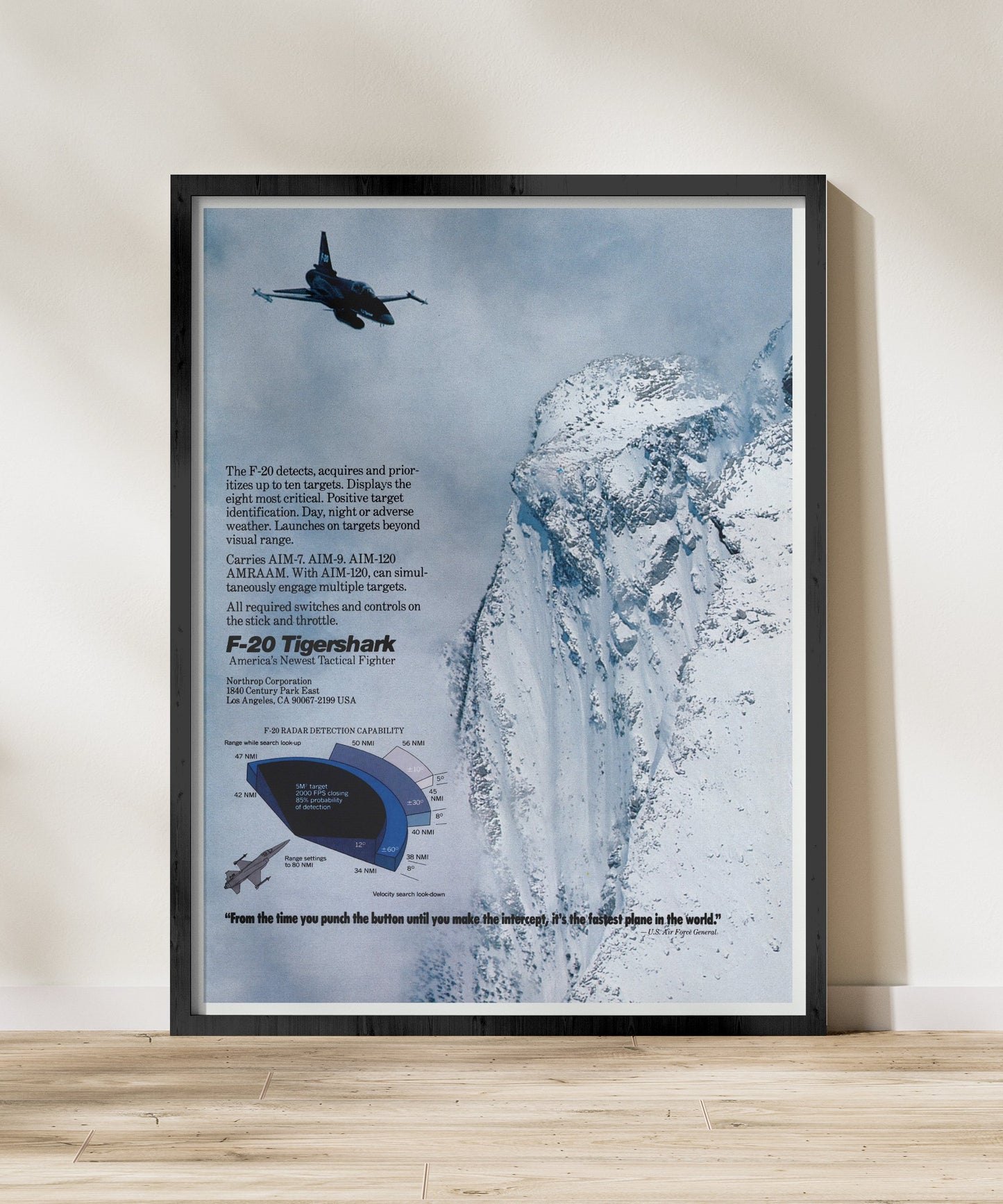 "Newest Tactical Fighter - Tigershark” Retro Style Military Aircraft Ad Poster Replica - Multiple Sizes Available!