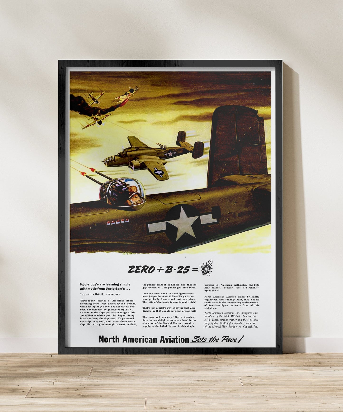 Zero Divided By B-25 - Retro Style Military Poster Replica