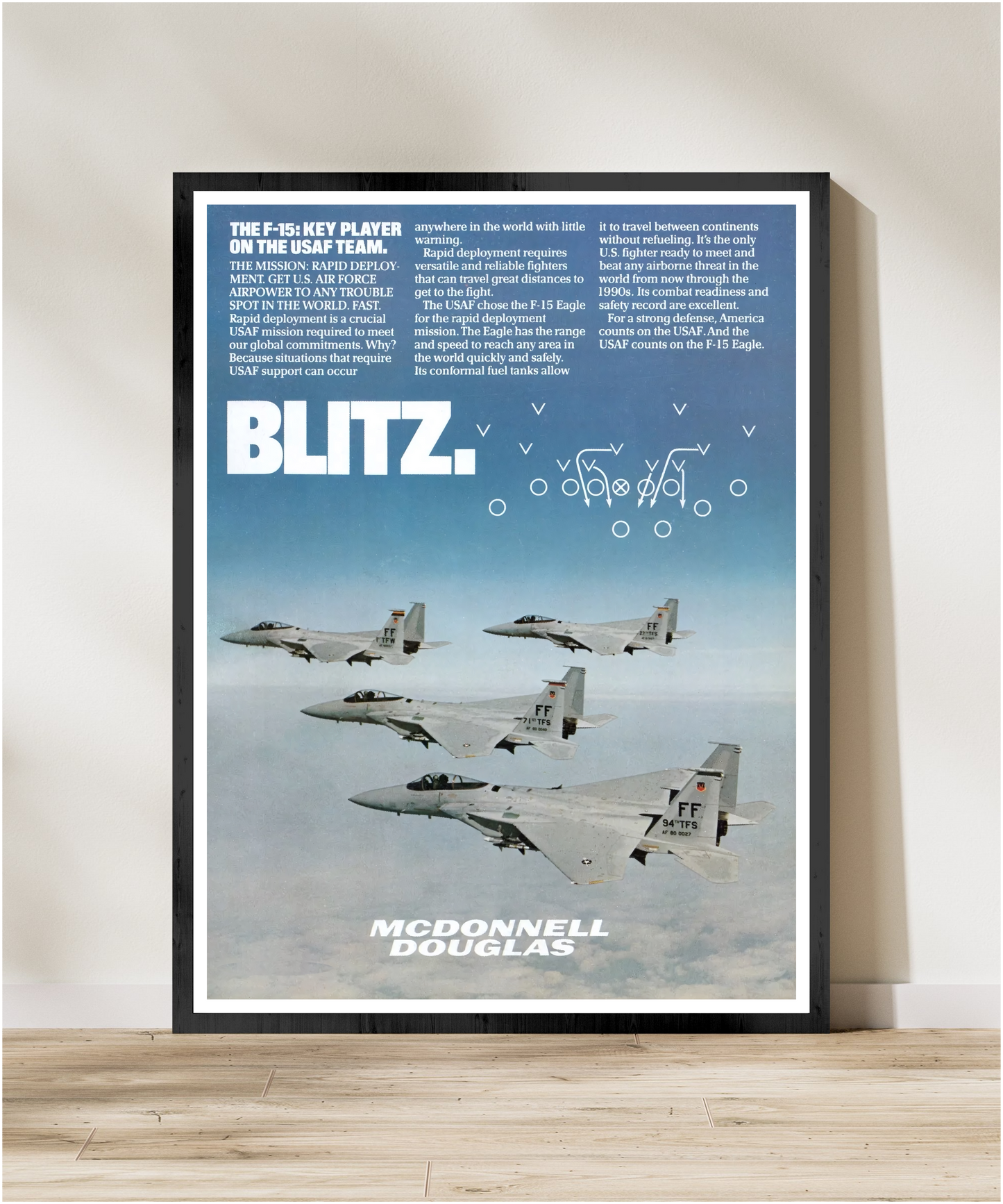 "F-15 Eagle - Blitz” Retro Style Military Aircraft Ad Poster Replica - Multiple Sizes Available!