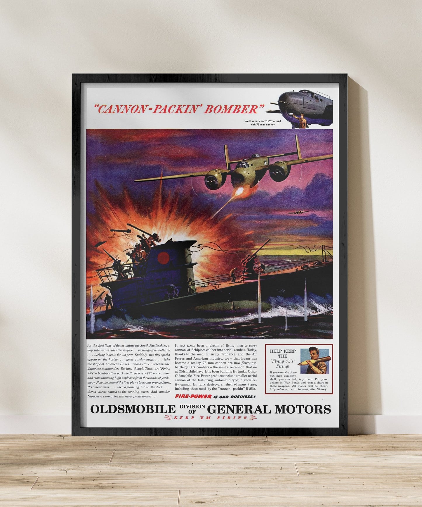 Cannon-Packin' Bomber - Retro Style Military Poster Replica