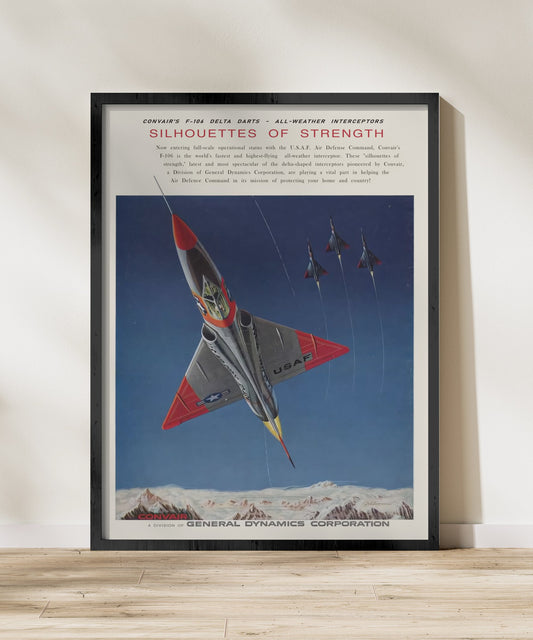 F-106 "Silhouettes of Strength" - Retro Style Military Poster Replica