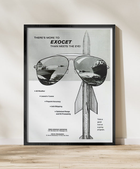 Exocet Missile Retro Style Military Aircraft Ad Poster Replica - Multiple Sizes Available!