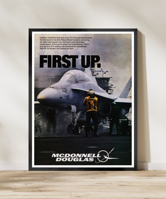 F/A-18 Hornet "First Up" Retro Style Military Aircraft Ad Poster Replica - Multiple Sizes Available!