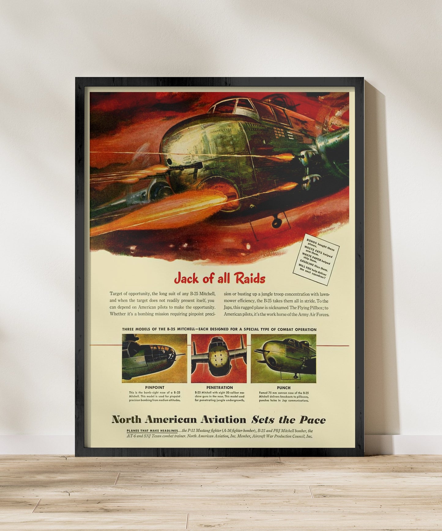 B-25 Mitchell "Jack of all Raids"  - Retro Style Military Poster Replica