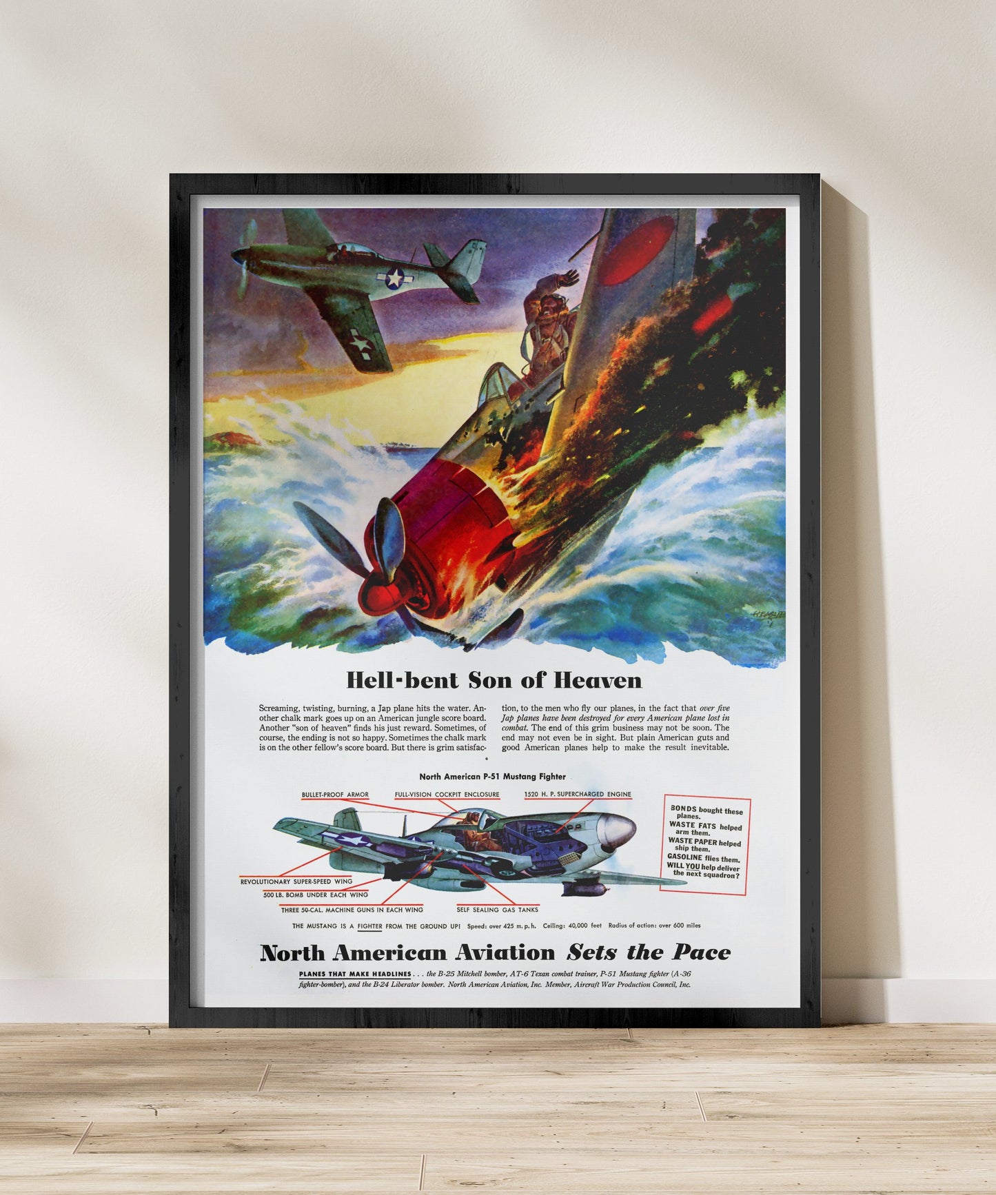 P-51 Mustang "Hell-Bent Son of Heaven" - Retro Style Military Poster Replica