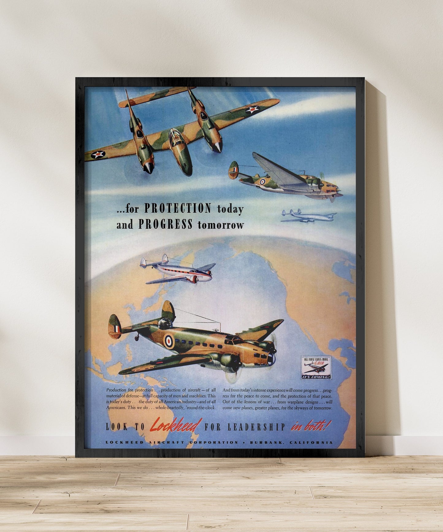 Protection Today and Progress Tomorrow - Retro Style Military Poster Replica