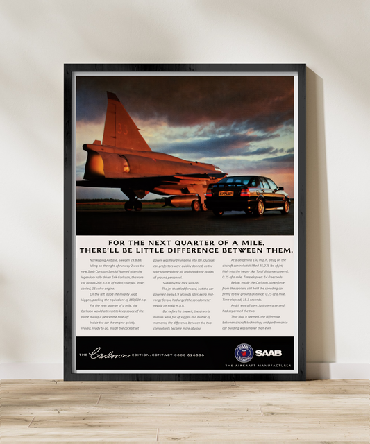 SAAB "Next Quarter Mile" Retro Style Military Aircraft Ad Poster Replica - Multiple Sizes Available!