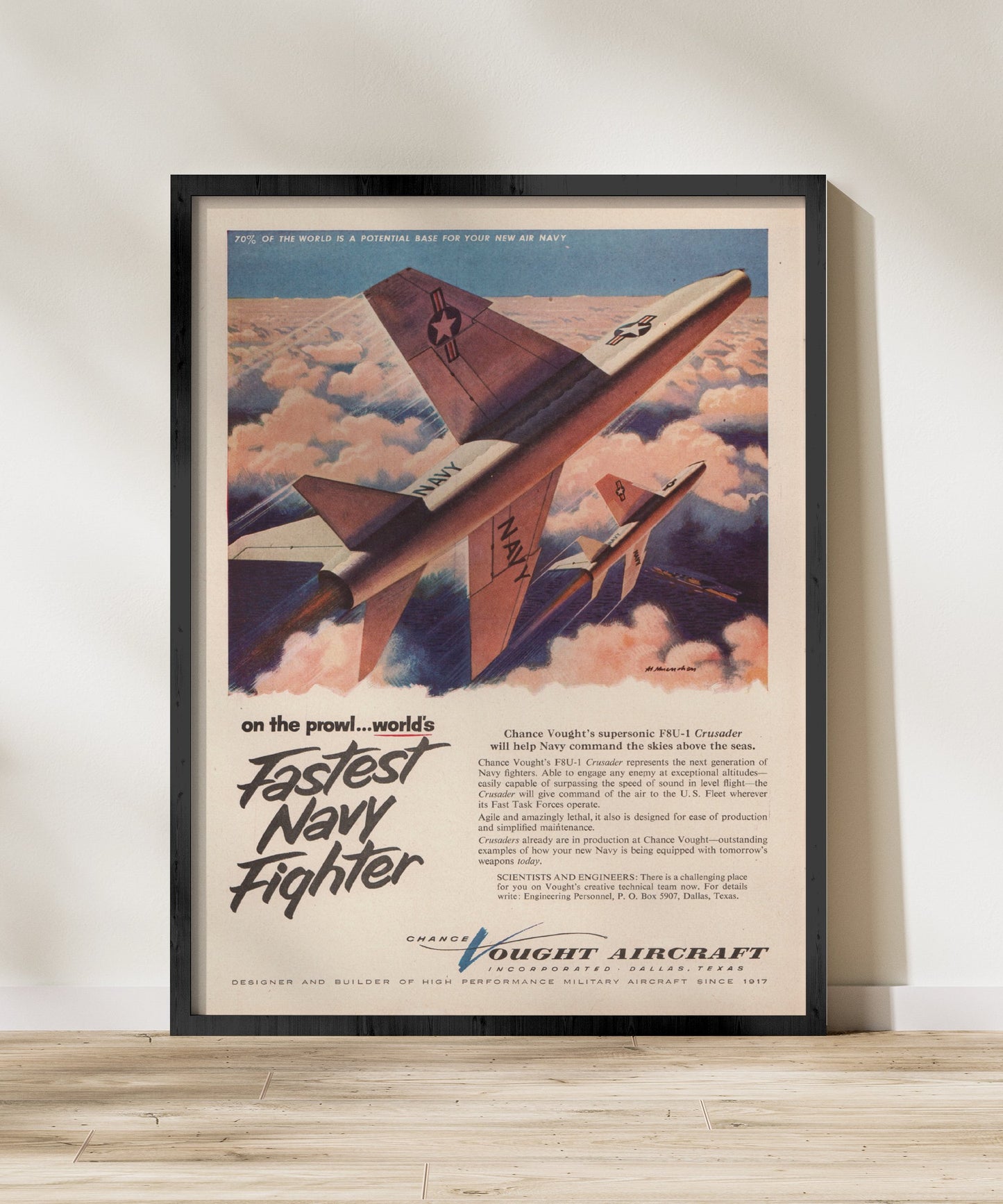 F8U-1 "On The Prowl" - Retro Style Military Poster Replica