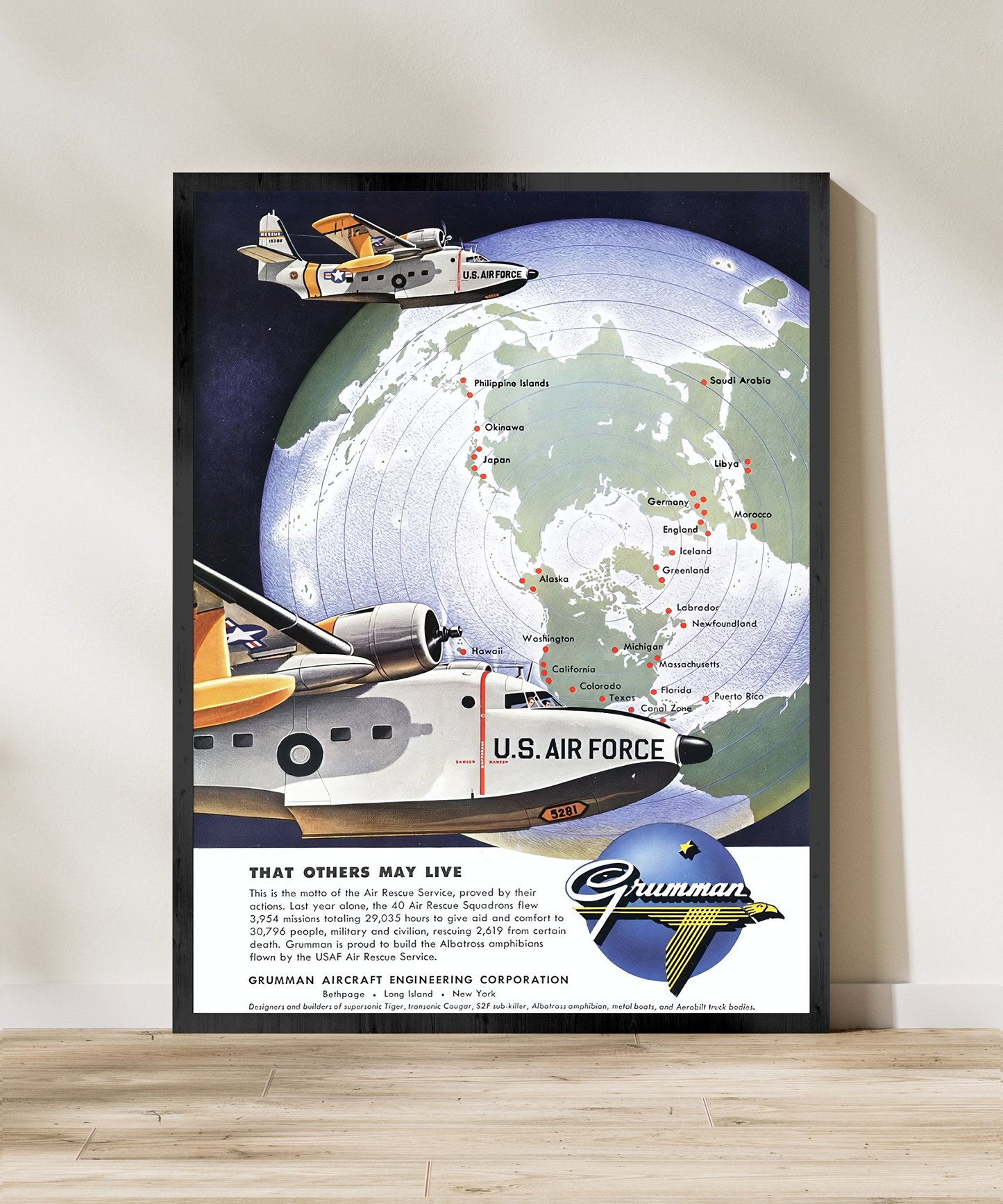 Albatross "That Others May Live" Retro Style Military Aircraft Ad Poster Replica - Multiple Sizes Available!