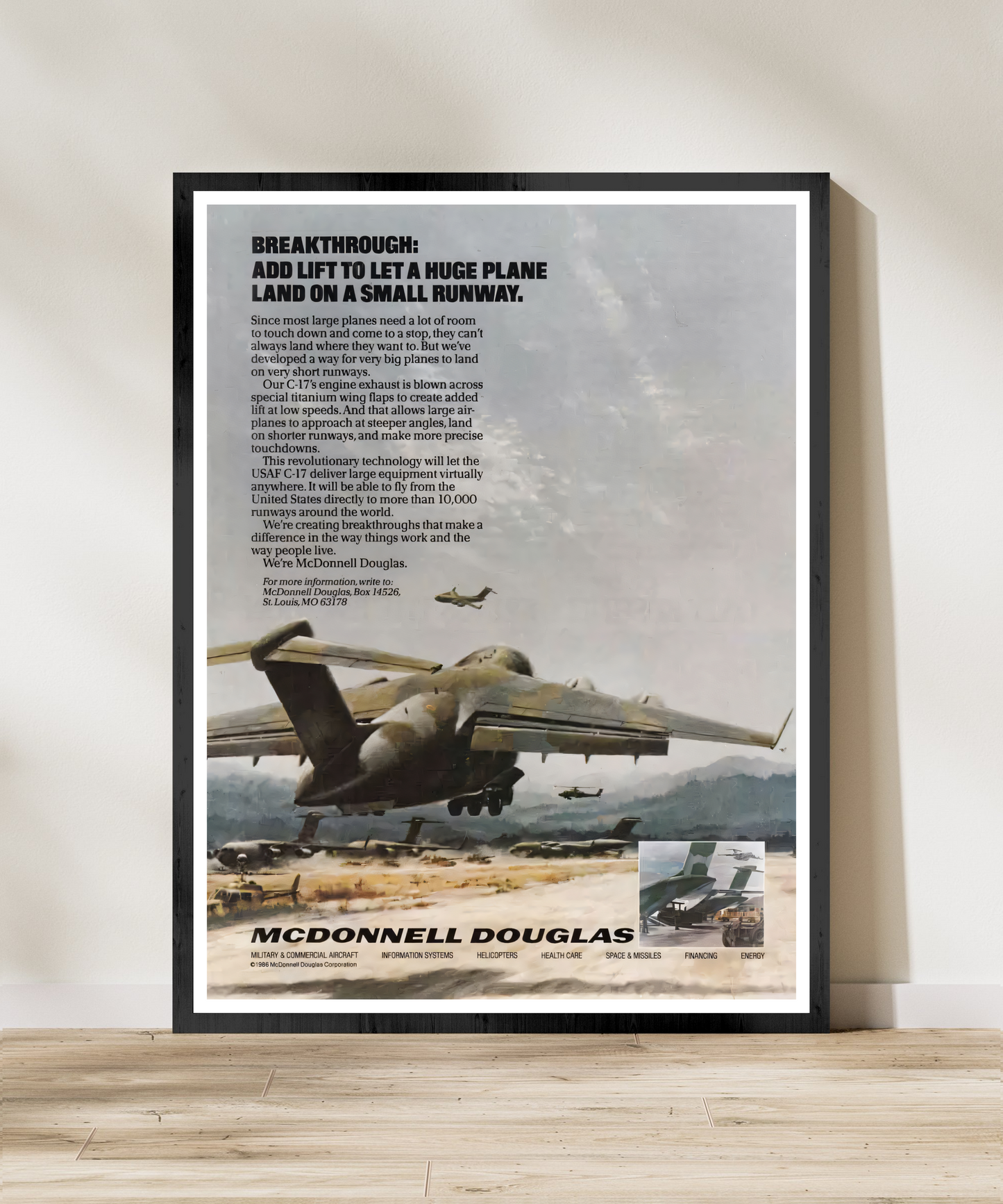 "C-17 Globemaster III - Breakthrough” Retro Style Military Aircraft Ad Poster Replica - Multiple Sizes Available!