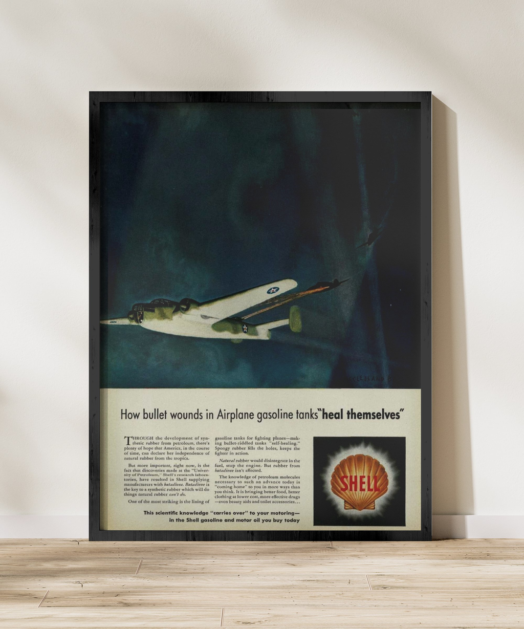 "Self-Healing Bomber Fuel Tanks" Retro Style Military Aircraft Ad Poster Replica - Multiple Sizes Available!