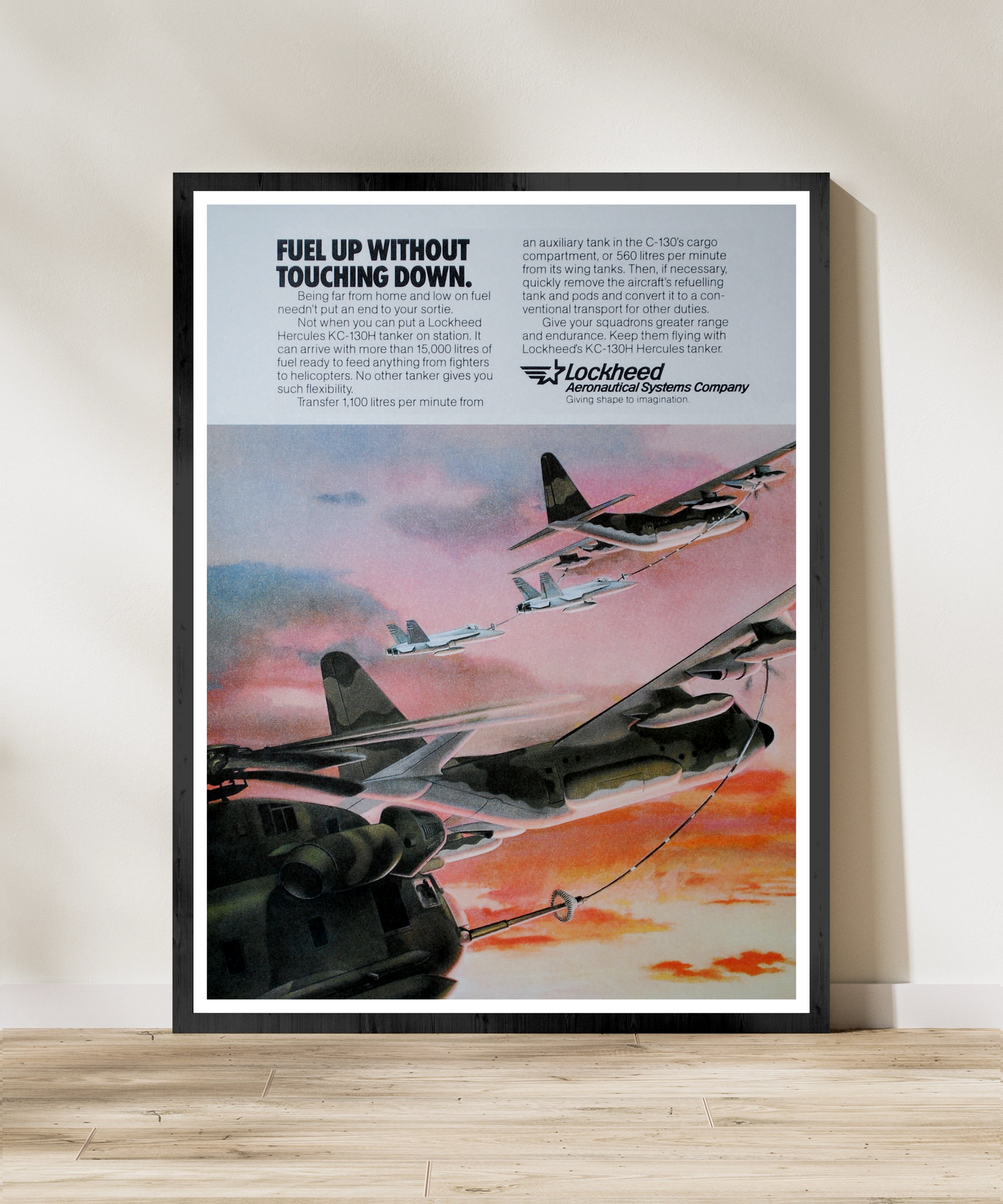 "KC-130 Hercules - Fuel Up” Retro Style Military Aircraft Ad Poster Replica - Multiple Sizes Available!