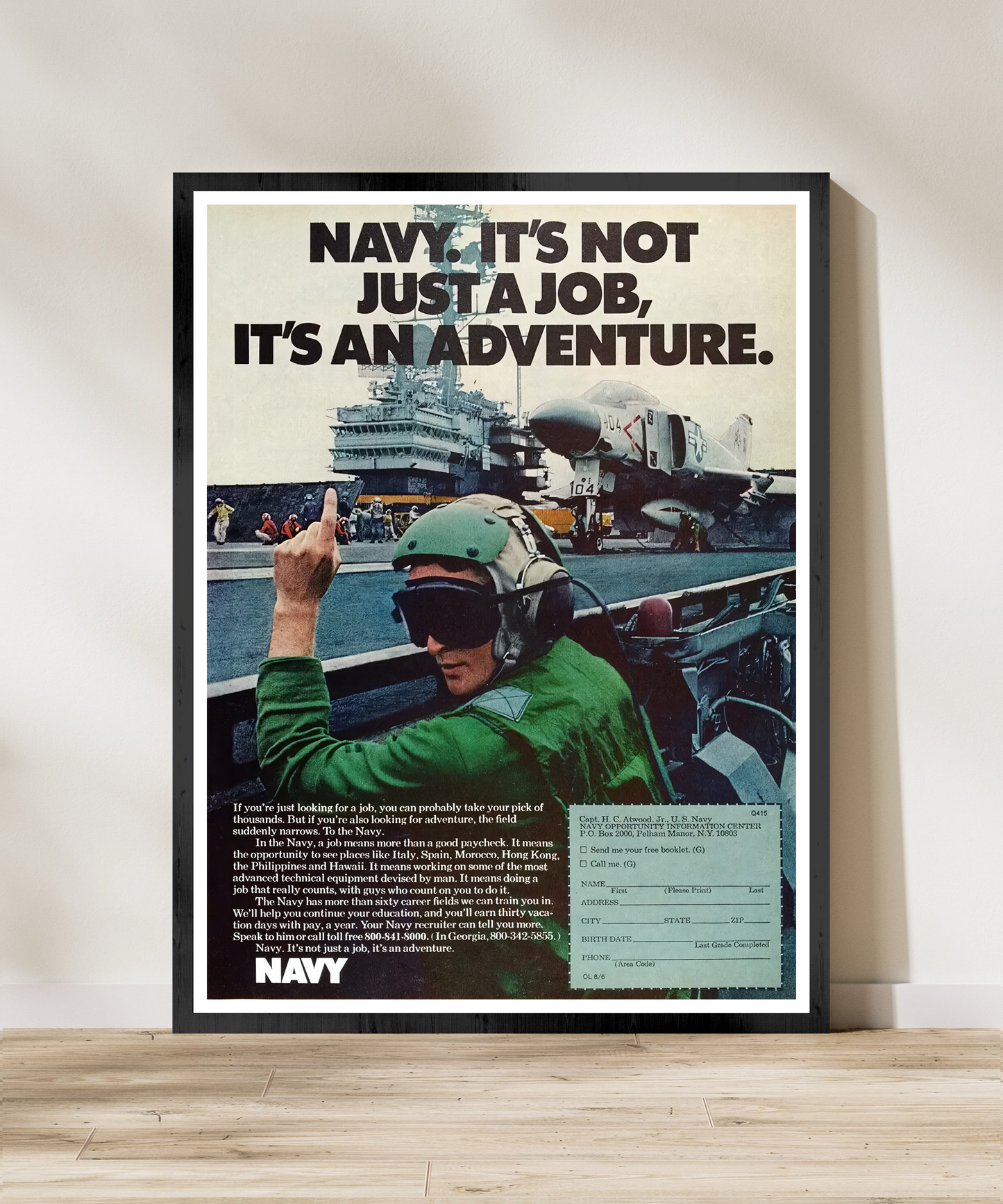 "US Navy - More Than A Job” Retro Style US Navy Recruitment Ad Poster Replica - Multiple Sizes Available!