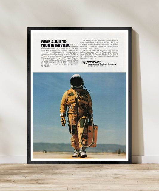 Lockheed Martin "Wear a Suit to Your Interview" Retro Style Military Aircraft Ad Poster Replica - Multiple Sizes Available!